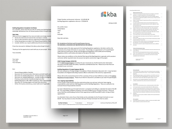 Completion of services letter